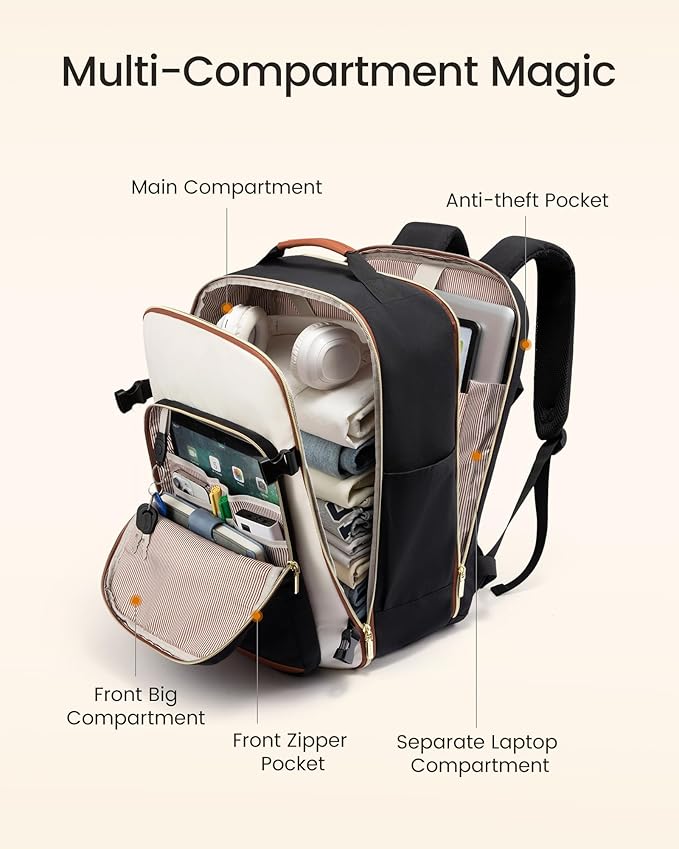 LOVEVOOK 50L Large Travel Backpack for Women & Men, Carry on Backpack Airline Approved, Waterproof Travel Essentials fits 18" Laptop, TSA Personal Item Travels Bag Sports Backpack with 3 Packing Cubes