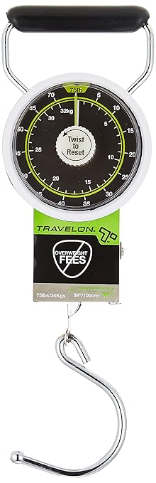 Travelon Stop and Lock Luggage Scale with Tape Measure