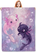 Axolotl Blanket,Cute Axolotls Flannel Throw Blankets,Soft Warm Lightweight Cozy Plush Animal Dark Purple Throws for Bedroom Sofa Home Travel Decor Gifts for Women Girls 80"x60"