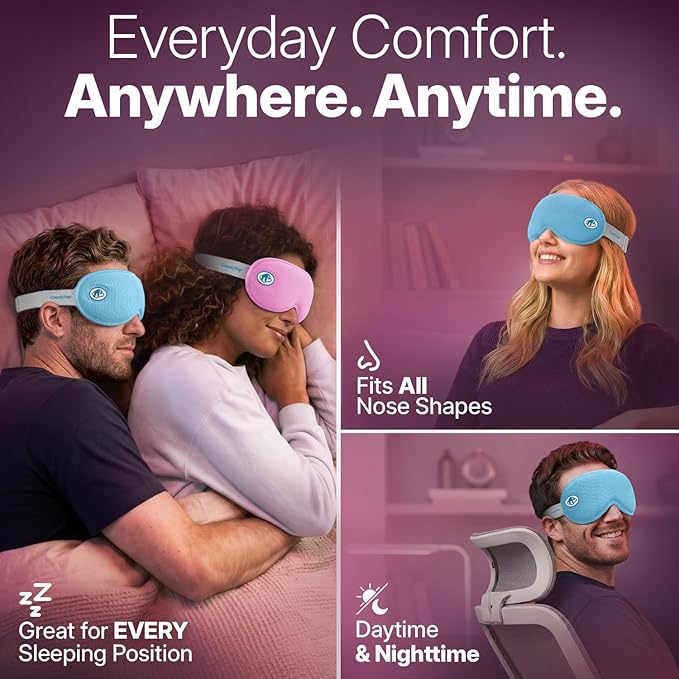Eye Mask for Sleep with Ultimate Travel Case & Ear Plugs - DeepSpace™ Blackout Sleep Mask for Women Men, Side Sleeper Adjustable Eye Cover, Zero Eye Pressure, Memory Foam Eye Mask for Travel