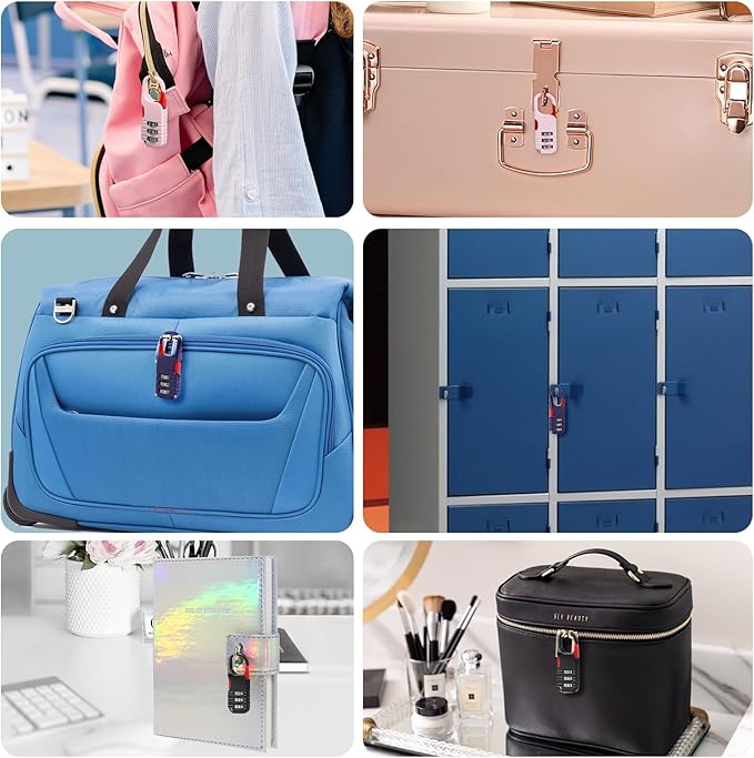 Mini Padlock, BARRYSAIL 3 Pcs Small Locks Set with 3 Digits Combination for Kids Diary Backpack Zipper (Black+Blue+Pink)