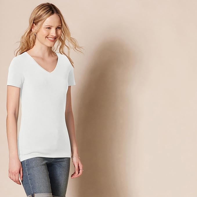 Amazon Essentials Women's Regular-Fit Short-Sleeve T-Shirt (Crewneck and V-Neck Options), Multipacks