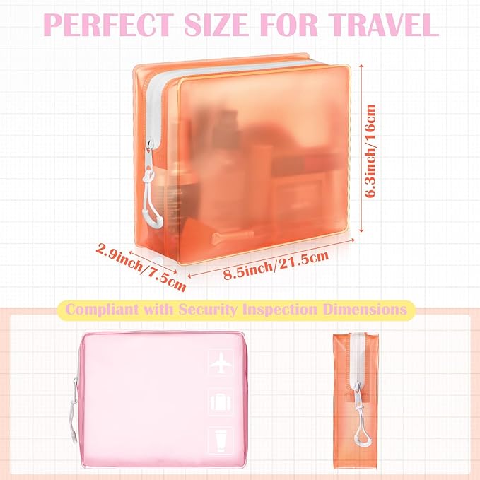 4 Pack TSA Approved Travel Toiletry Bags Frosted Translucent Leak-proof Cosmetic Makeup Bags for Women Men Travel Organizer Airport Security(Pastel,8.5 x 6.3 x 2.9 Inch)