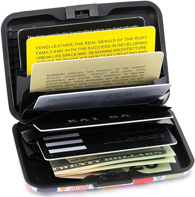 ELFISH Mini RFID Aluminum Wallet Credit Cards Holder Business Card Case Metal ID Case for Men Women (Colored beads)