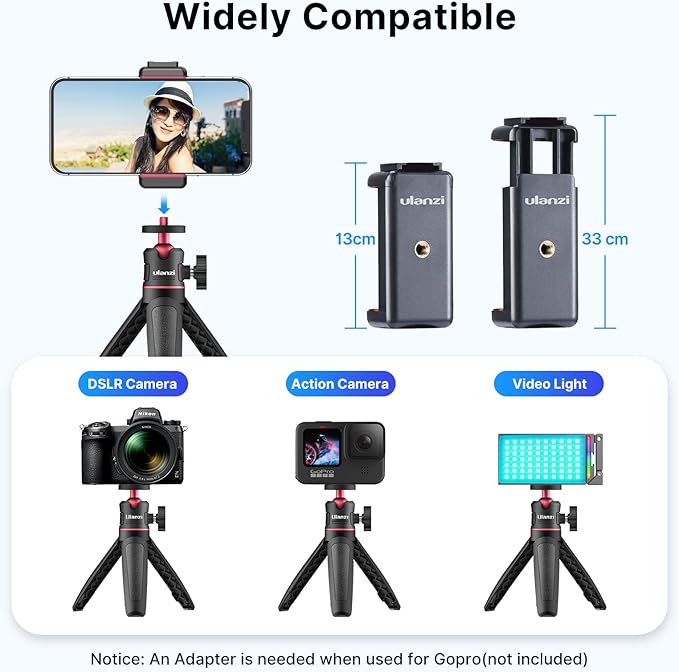 ULANZI MT-08 Extension Pole Tripod, Mini Selfie Stick Stand Handle Grip for Osmo Pocket 3 4 Xtra Muse iPhone Pro Max Smartphone Canon G7X Mark III Sony ZV-1 RX100 VII A6400 A6600 Cams Vlogging