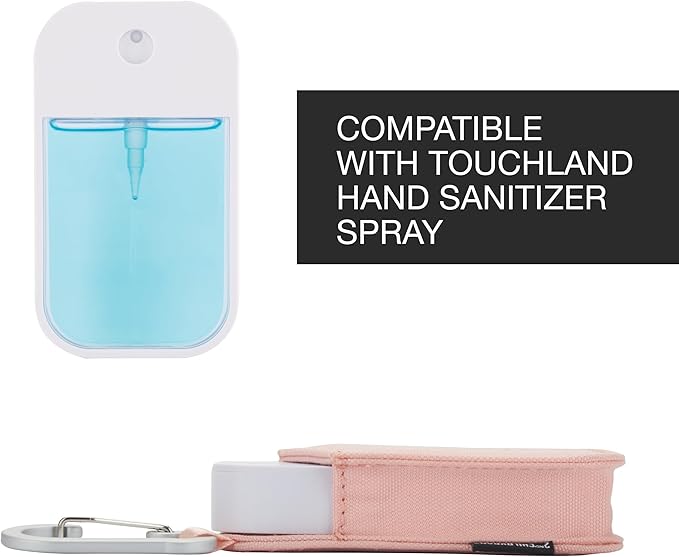 2nd Childhood Hand Sanitizer Holder Compatible with Touchland Mist Spray 1 FL OZ - Keychain Case Clip for Purse, Bag