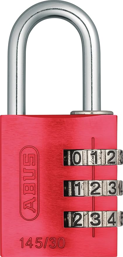 ABUS 145/30 Non-TSA Combination Lock for Hard Cases, Luggage, Resettable, Red