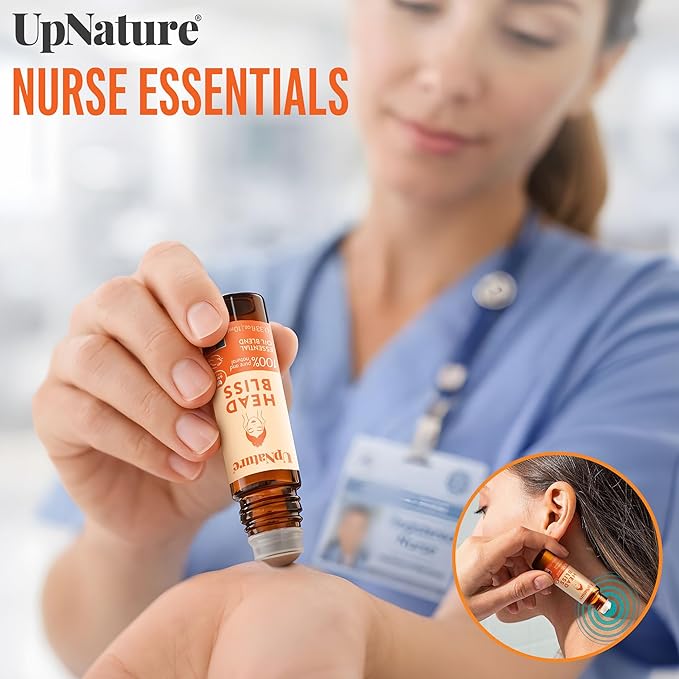 UpNature Head Bliss Essential Oil Roll On Stick - Soothing Migraine Comfort Aromatherapy with Instant Cooling Effect - Nurse Essentials Gifts Roller