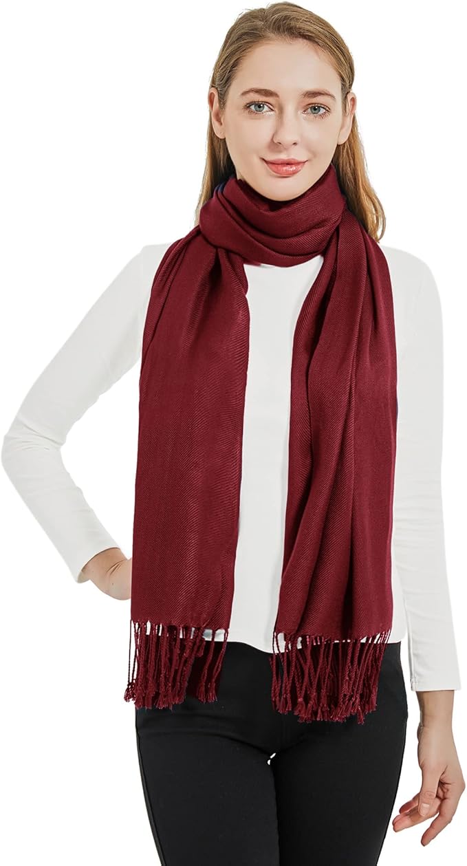 Soft Silky Pashmina Shawl Wraps Solid Colors Scarf for Wedding Evening Dresses