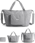 BAGSMART Foldable Travel Bag, 37L Expendable Personal Item Bag, Lightweight Weekender Bags for Women, Water Resistant Extra Carry on for Travel, Gray