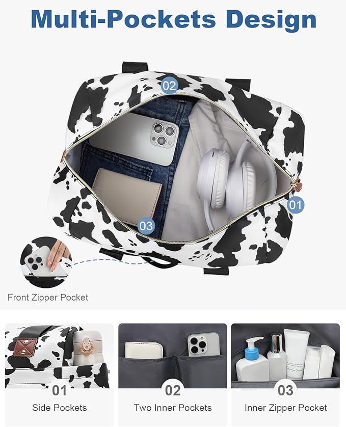 Pritent Travel Duffle Bag, Waterproof Weekender Overnight Hospital Bags for Women Men with Toiletry Bag Lightweight Carry on Personal Item Duffle Gym Bag for Travel, Airplanes, Sports