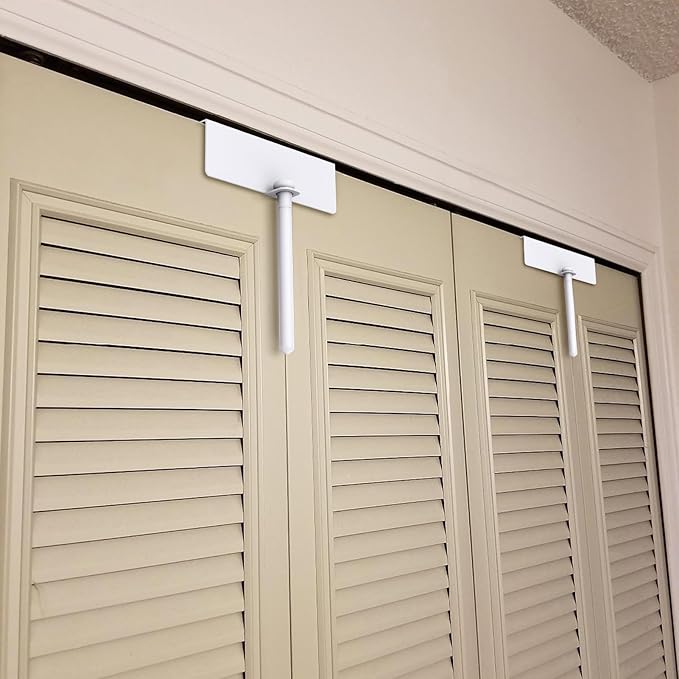 Metal Bifold Door Lock - Double Door Child Safety Locks Keep Toddler, Cats&Dogs Out of Closets, Cabinets, Pantry - No Need Install (2PC)