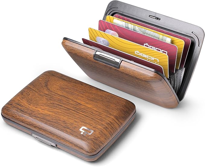 ÖGON -DESIGNS- Aluminum card holder with metal lock, RFID protection against fraud and demagnetization, compact wallet, Smart Case OSLO model