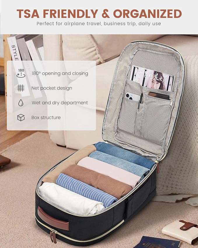 LOVEVOOK 50L Travel Backpack for Women Flight Approved, Carry on Backpack for Airplanes, TSA Personal Item Travel Bag, Waterproof 18 Inch Laptop Backpack, Business Weekender Overnight Daypack, 4Pcs