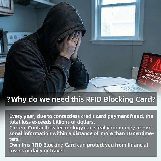 RFID Blocking Cards,Contactless NFC Debit Credit Card Passport ID Card Protector,Slim RFID Card Blocker for Wallet Safe Card Shield, Anti-Theft& Scam, Credit Card Fraud Shield-2 Pack