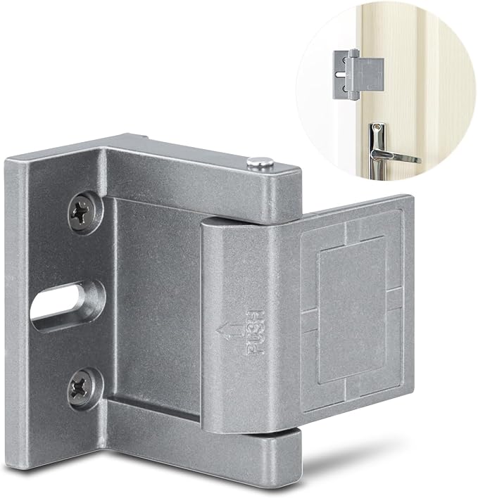 High-Security Reinforced Door Lock – Aluminum Privacy Latch for Home and Hotel, Easy Installation with Stainless Steel Screws, Interior Night Lock for Added Protection (Gary-1 Pack)