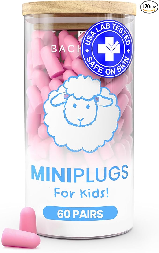 MiniPlugs - Earplugs for Kids (Age 4-9) Skin-Safe Lab Tested Extra Small Ear Plugs for Kids, Children's Ear Plugs for Sleeping, Slim Fit Toddler Earplugs Noise Reduction, Child Concert Protection