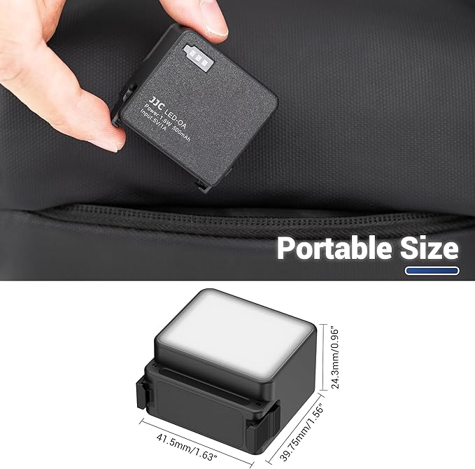 JJC Action 5 LED Light, Magnetic Auxiliary Fill Light for DJI Osmo Action 5 Pro 4 3 / Xtra Edge Pro Accessories, Rechargeable IPX5 Waterproof Mini Video Light, for Selfie Vlog Recording Lightweight