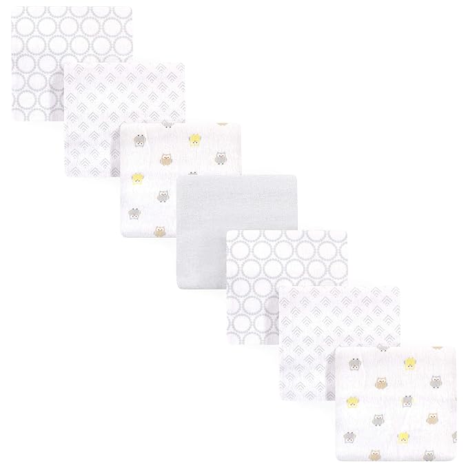 Luvable Friends Unisex Baby Cotton Flannel Receiving Blankets, Owl 7-Pack, One Size