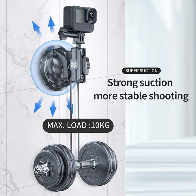 TELESIN Suction Cup Car Mount with Phone Holder, Windshield Window Dashboard Boats Vehicle Attach for DJI Osmo Pocket 4,Pocket 3,Action 6 5 Pro 4 GoPro Hero 13 12 11 10 9 Insta360 X5 Xtra Camera Mount