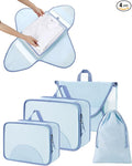 BAGSMART Garment Folder Packing Cubes for Travel, 4 Set Lightweight Travel Cubes for Wrinkle Free, Durable Suitcase Organizers Bag Set for Travel Essentials Sky Blue