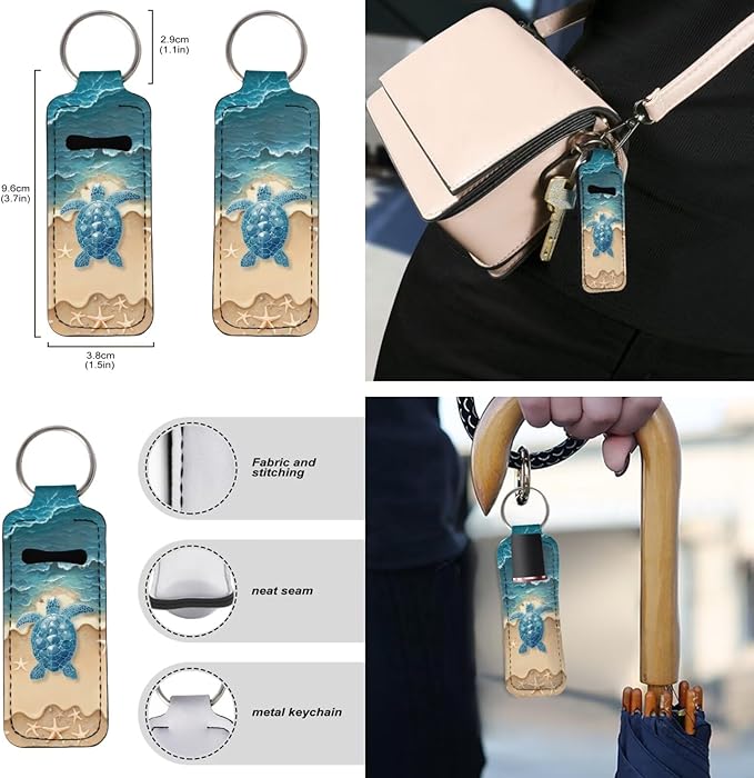 Suobstales 3Pcs Travel Bottles Keychain Holder Set,Travel Bottle Sleeves+Neoprene Chapstick Holders+Lanyard Keychain