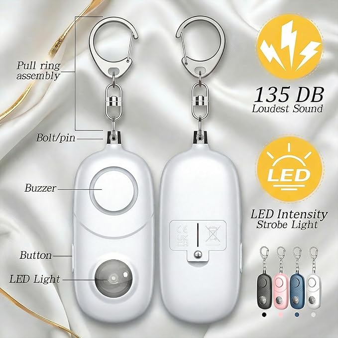 Personal Alarm for Women Keychain Alarm: Qoosea 135dB Emergency Keychain Siren with Strobe Light Loud Siren for Women Kids Students Seniors Emergency Self-Defense for Night Sports