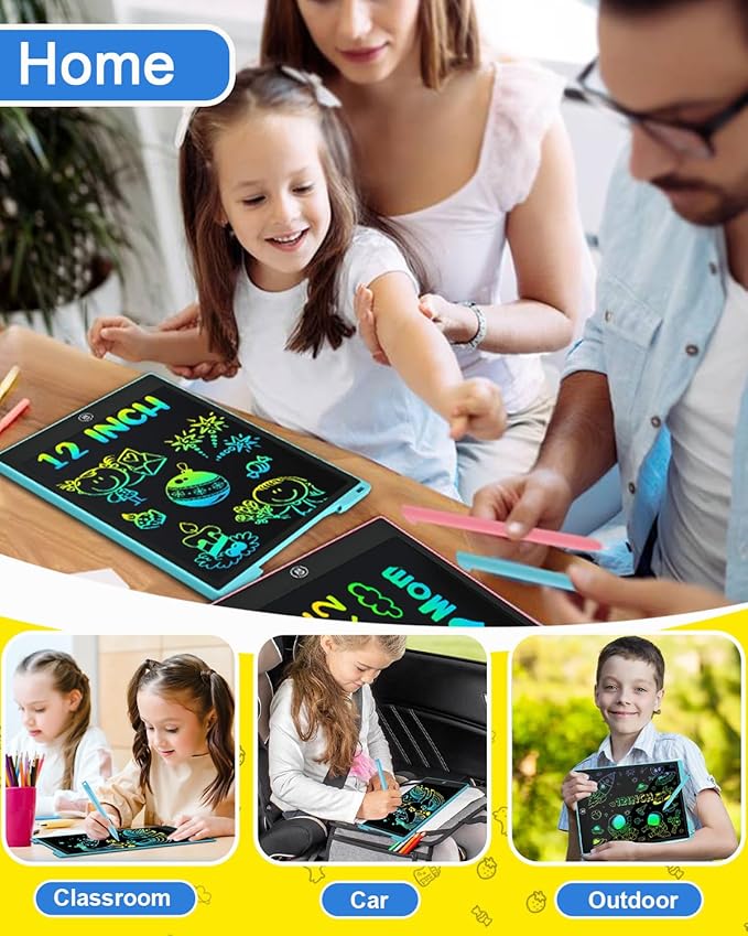 cimetech LCD Writing Tablet, Toys Gifts for 3-8 Year Old Girls Boys, 12 Inch Colorful Drawing Pad for Kids Doodle Board, Christmas Stocking Stuffers Birthday Gifts for Toddler Travel Activities, Blue