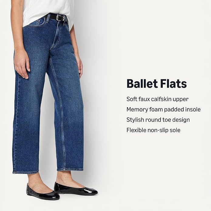 Amazon Essentials Women's Belice Comfortable Slip-On Ballet Flats Shoes