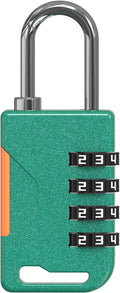 Combo Lock for Gym Locker, Versatile Small Padlock Combination, Travel Luggage Padlocks, 4 Digit Combination Lock for Locker, Cabinet, Suitcase Zipper, Storage Unit, Outdoor Use (Green)