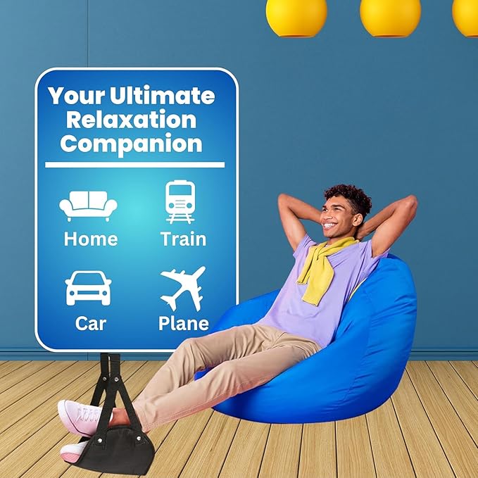 Foot Hammock for Plane or Travel Pillow - Airplane Foot Hammock and Plane Foot Rest - Ultimate Travel Accessories with Sleep Mask and Ear Plugs