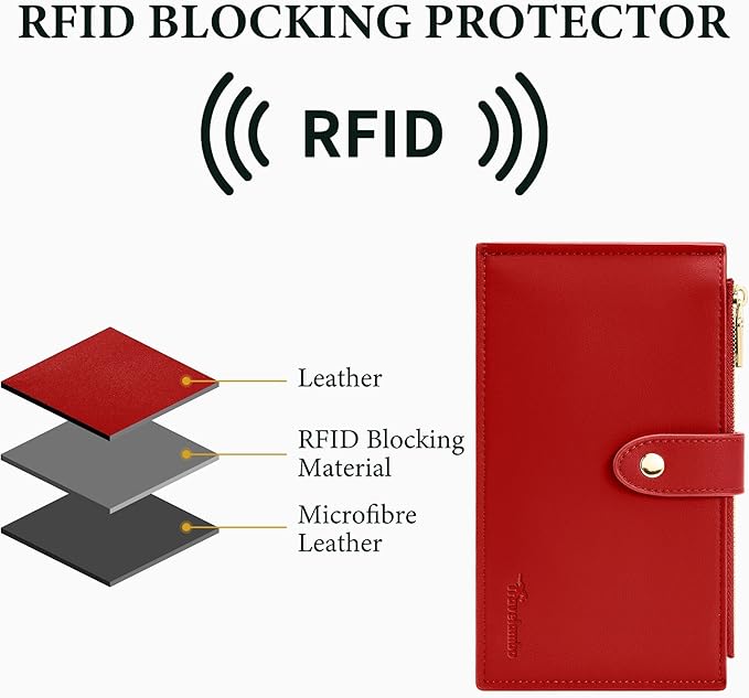 Travelambo Leather Wallets for Women Slim RFID Blocking Bifold Credit Card Holder Wallet