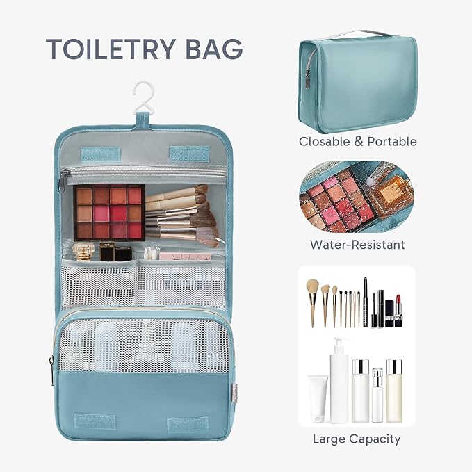 OlarHike ALL INCLUDED 10 Set Durable Packing Cubes for Travel,Gifts for Women Mom Men,Luggage & Suitcase Organizers with Toiletry Bag,Vacation Essentials for Cruise & Plane,Beach Accessories,Blue Gray