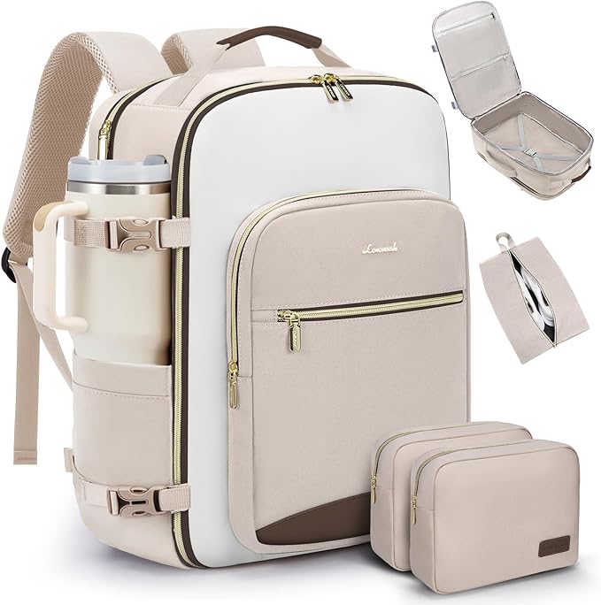 LOVEVOOK 50L Travel Backpack for Women & Men, Airline Approved Carry On Luggage with 3 Packing Cubes, TSA Overnight Bags, Waterproof Personal Item Bag, Weekender Essentials Backpacks fits 17" Laptop