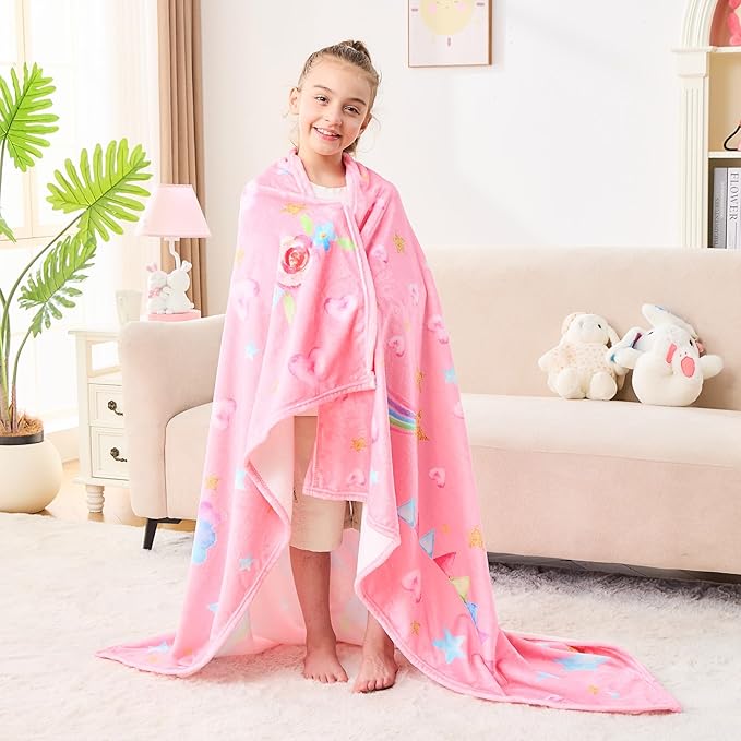 Wajade Unicorn Gifts for Boys Girls - Unicorn Blanket Birthday Christmas Decor for Kids Age 3 4 5 6 7 8 9 10 11 12 Years Old Teens Child Toddler Throw Light Grey 60"x80"