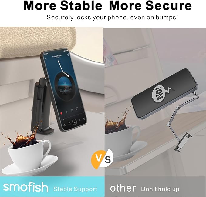 smofish Airplane Phone Holder Travel Essentials,Travel Phone Holder,for MagSafe Airplane, Magnetic Handsfree Airplane for iPhone 16 15 14 13 12 Stand Accessories for Travel and Business