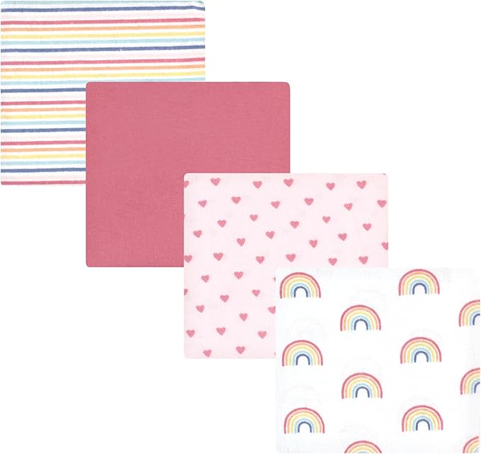Hudson Baby Unisex Baby Cotton Flannel Receiving Blankets, Creative Rainbow, One Size