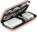 iMangoo Travel Essential Electronics Organizer Pouch Charger Case, Shockproof Dual Zipper Power Bank Cables Tech Accessories Purse, Men & Women Travel Must Have Storage Bag, 6.5x3.2x1 inch Rose Gold