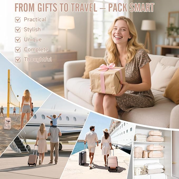Veken 10 Set Packing Cubes for Travel, Beach Vacation Essentials Accessories for Cruise Ship, Suitcase Organizer Bags for Luggage with Toiletry Bag & Passport Holder, Birthday Gifts for Women Mom Her