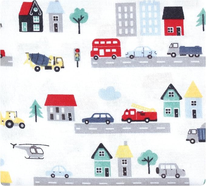 Hudson Baby Unisex Baby Cotton Rich Flannel Receiving Blankets 4-Pack, City Life, One Size