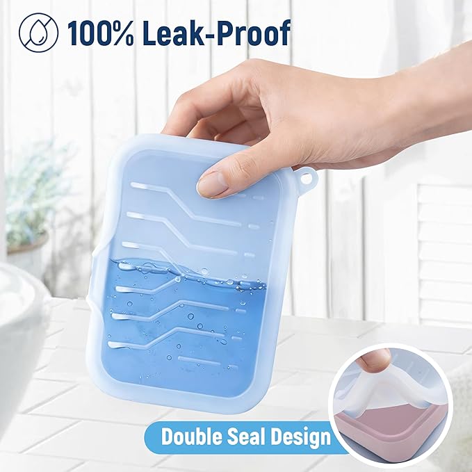 Leakproof Silicone Travel Soap Case: Compact Portable Bar Soap Case with Drainage Layer & Upgraded Lid - 2026 Travel Essentials for Camping, Gym, Shower & Carry-on Bags (Pink)