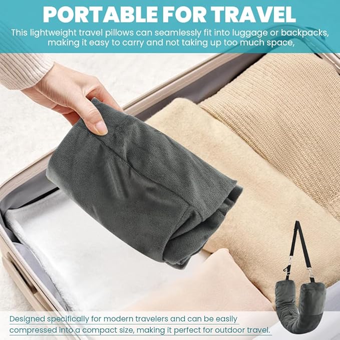 Saycker 2Pcs Stuffable Travel Pillow,Stuffable Neck Pillow for Travel,Fillable Travel Pillow Storage Bag,with 2 Eye Mask,Multiuse Neck Pillow for All Seasons,Travel Essentials,No Filler