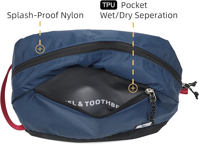Travel Toiletry Bag 5L, Compact Travel Organizer with Waterproof TPU Wet/Dry Compartment