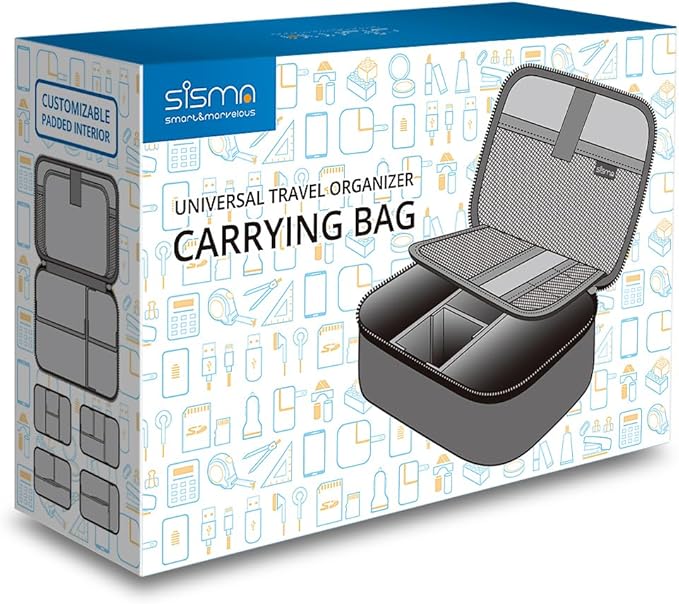 sisma Travel Electronics Organizer Small Carrying Case for Cables Phone Chargers USB Plugs Power Cords Earbuds Adapter Tech Accessories Pouch -Special Edition