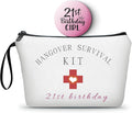 21st Happy Birthday Unique Funny Gifts for Her 21 Year Old Women Sisters Friend Bestie Daughter Cosmetic Bag with Mirror Christmas