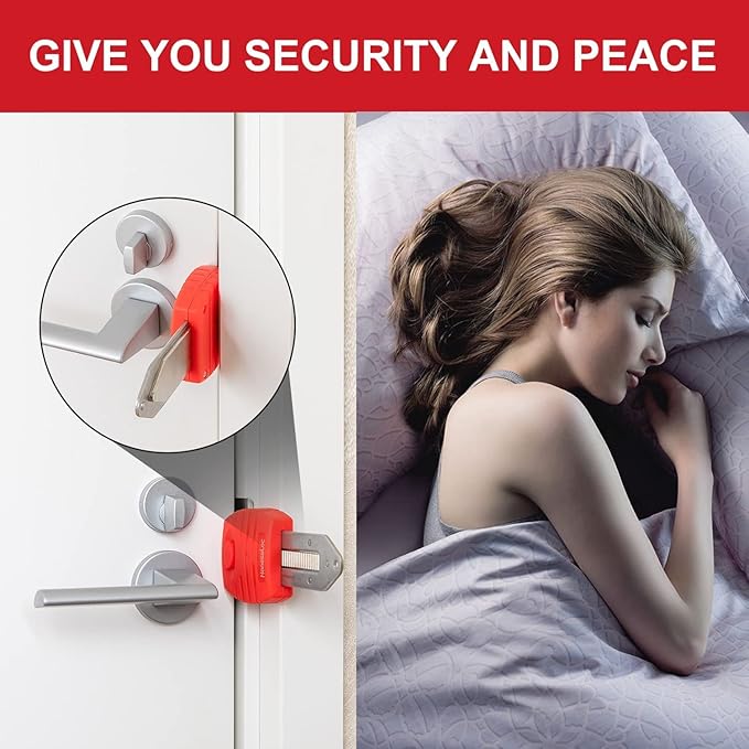 Portable Door Lock, Anti-Theft Lock, Travel Door Lock for Additional Privacy and Safety, Home Security Door Locker for Hotel Apartment School
