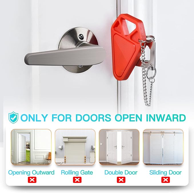 HELEMAN Portable Door Lock for Travel Essential: 4Pack Upgraded Hotel Home Security Safety Locks from Inside Apartment Traveling Front Door Room Security Devices Travel Gifts for Travelers Women