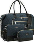 Duffle Bag for Women Travel, Weekender Bag Overnight Bag with Shoe Compartment, Carry on Bag with Crossbody Purse for Over Night, Weekend, Yoga, Gym, Business Trips, Hospital, PeacockBlue Black