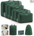 11 Set Packing Cubes for Travel, Gifts for Women Mom Kids, TSA Approved Bags for Makeup, Cosmetic, Toiletry, Suitcase Organizers for Checked Luggage, Cruise Essentials,Airplane Accessories, Dark Green