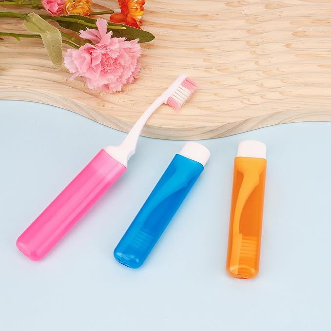 Travel Toothbrush 3 PCS Travel Toothbrush Set Mini Portable Toothbrushes Soft Travels Size Toothbrushes Kit Small Foldable Tooth Brush with Case Cover for Home Camping Hiking Individually Wrapped